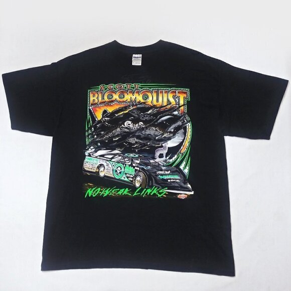 Gildan Other - SCOTT BLOOMQUIST Autographed Dirt Track Racing Graphic Tee No Weak Links Sz XL